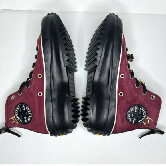 Converse Run Star Hike Platform Ox Bordeaux Gold Sneakers Shoes Casual Size 8.5 - Picture 4 of 8